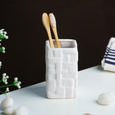 White Textured Ceramic Bathroom Set of 3